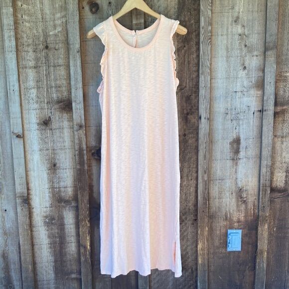 Target Cotton Ruffle Butterfly Sleeve Snap Button Back Midi Dress-orange/coral - Picture 2 of 10